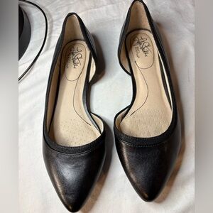 LifeStride Soft System Flex Flats Size 9W Black Quincy Pointed Toe D’Orsay